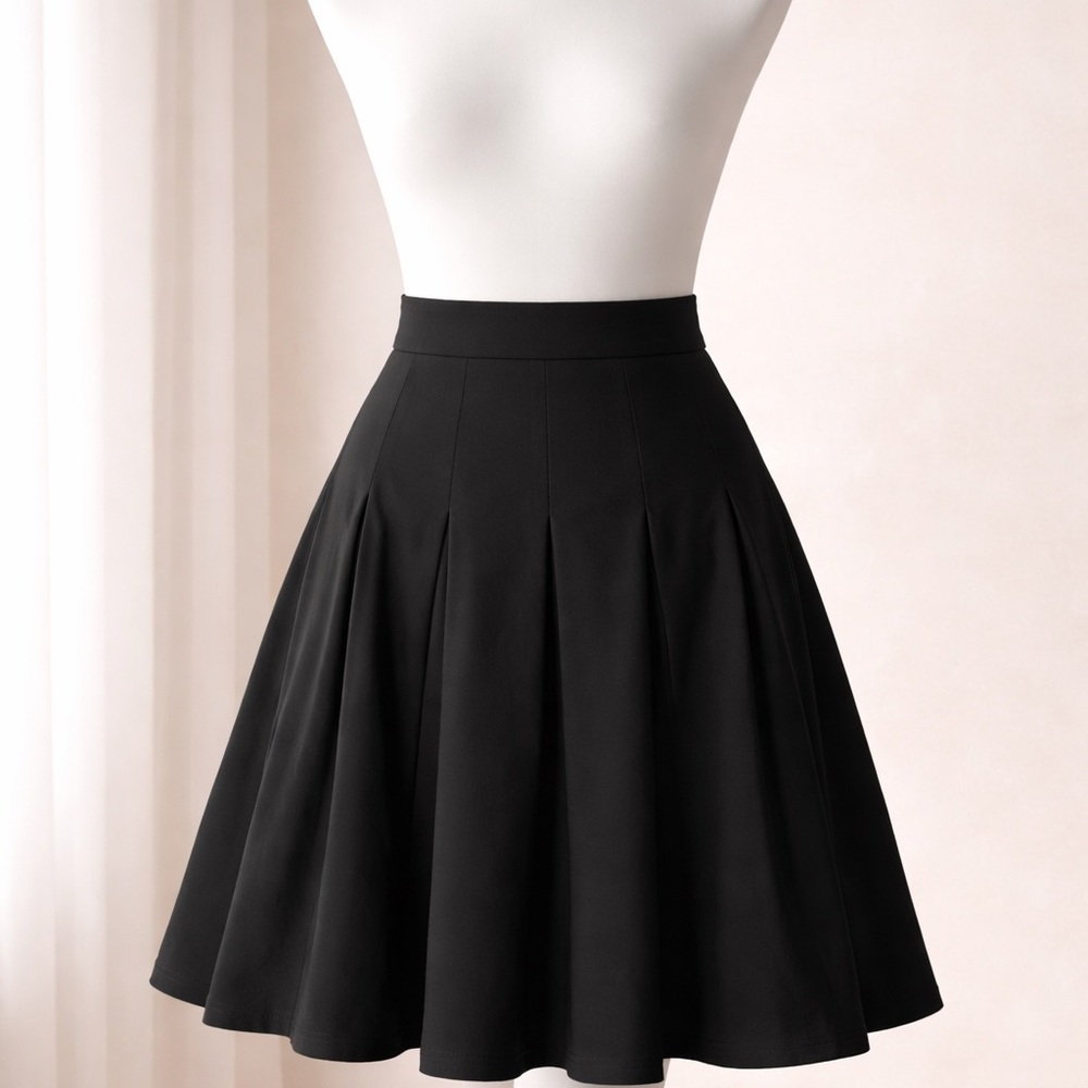 Tadashi Shoji NWT Black Structured Fit & Flare Skirt Size 4 Pleated